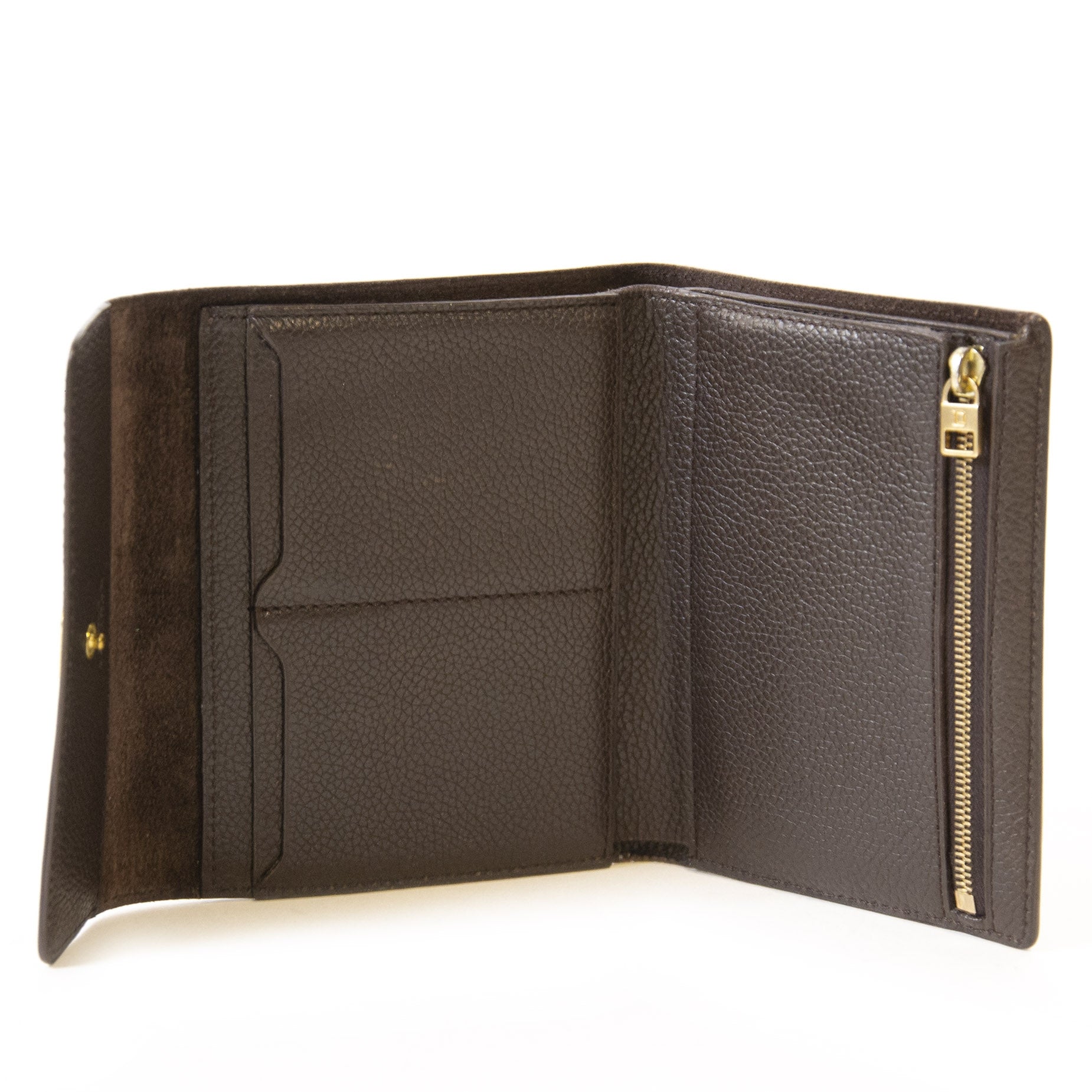 authentique seconde main vintage Delvaux Dark Brown Wallet achète en ligne webshop LabelLOV