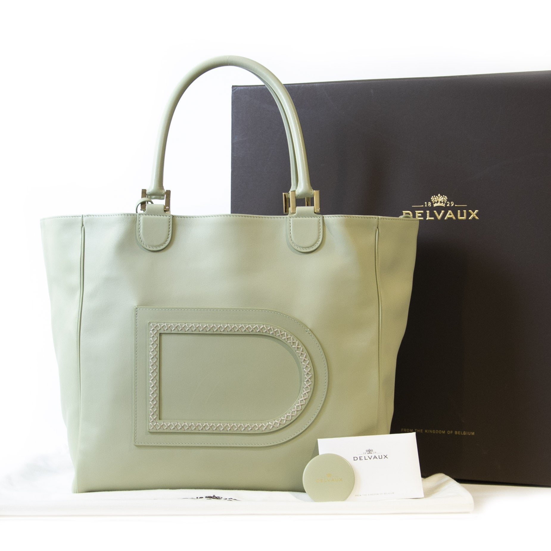 Authentieke tweedehands Delvaux Le Louise Mint Green Shoulder Bag juiste prijs veilig online winkelen LabelLOV webshop luxe merken winkelen Antwerpen België mode fashion