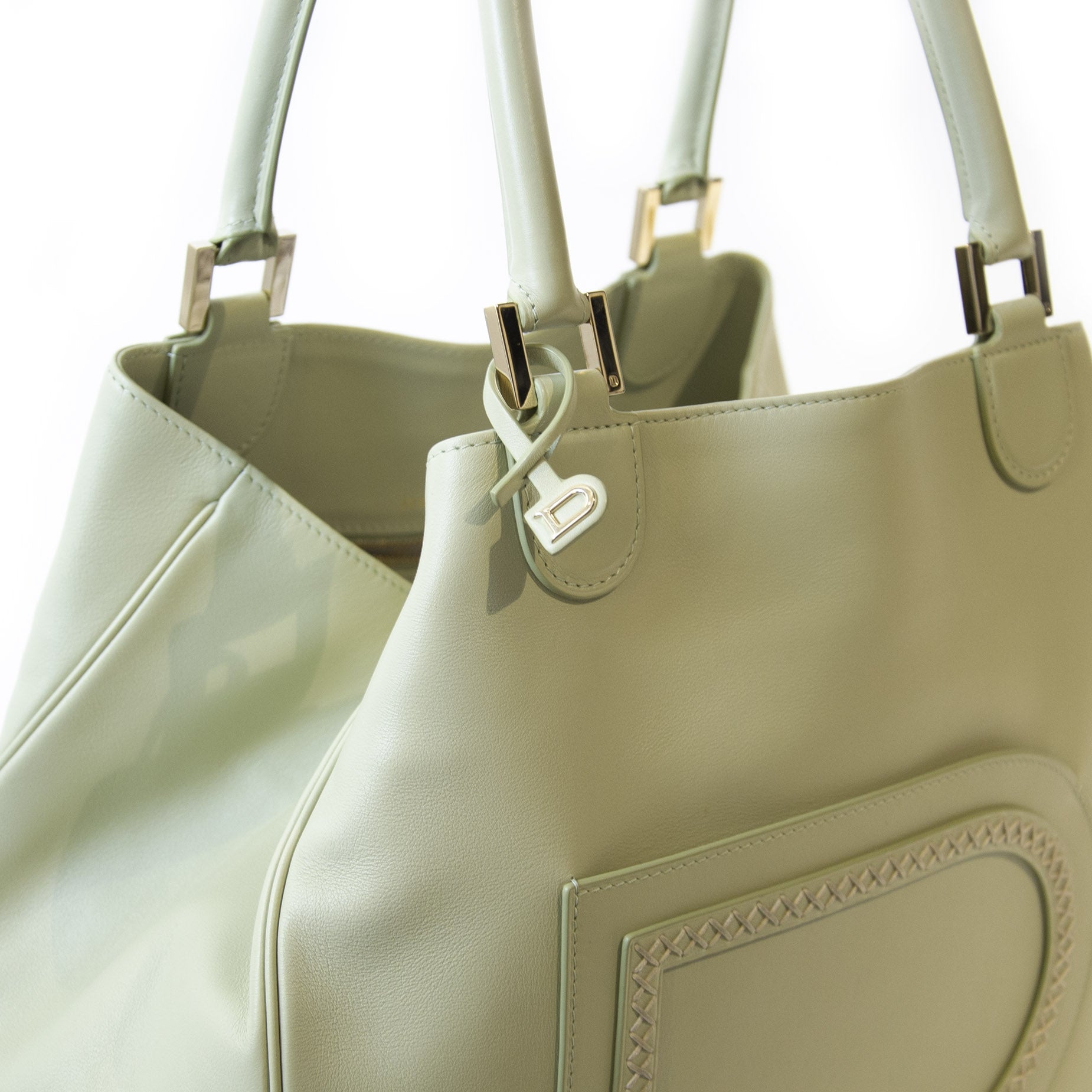 Authentieke tweedehands Delvaux Le Louise Mint Green Shoulder Bag juiste prijs veilig online winkelen LabelLOV webshop luxe merken winkelen Antwerpen België mode fashion
