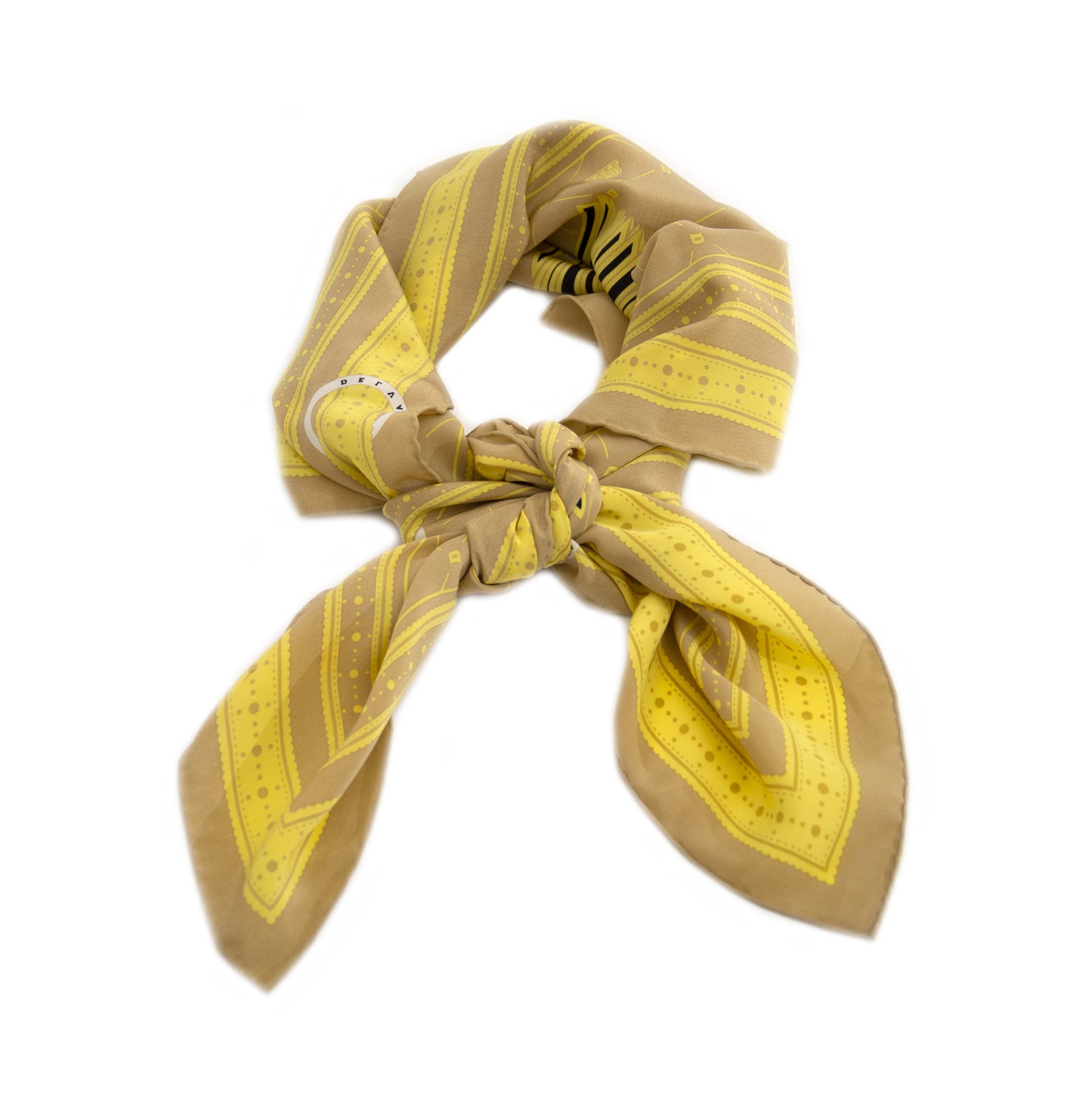 Authentic second hand vintage Delvaux Yellow Square Scarf buy online webshop LabelLOV
