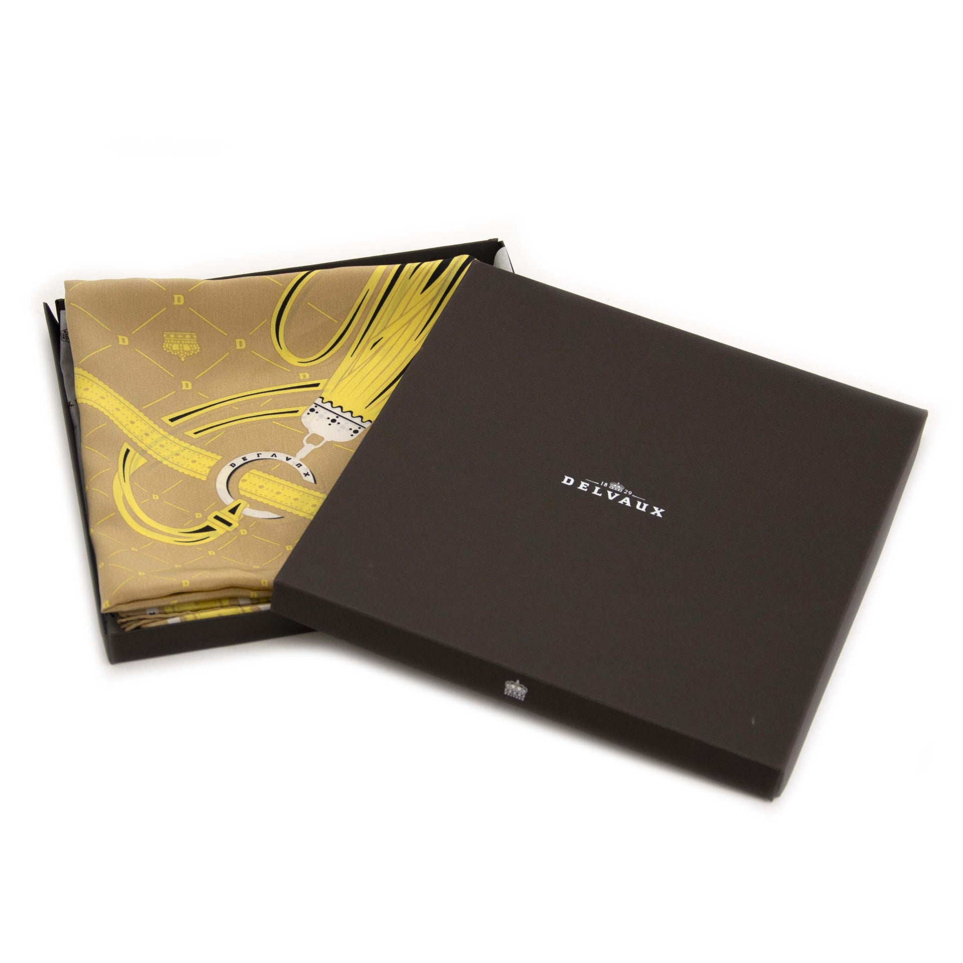 Authentieke tweedehands vintage Delvaux Yellow Square Scarf koop online webshop LabelLOV
