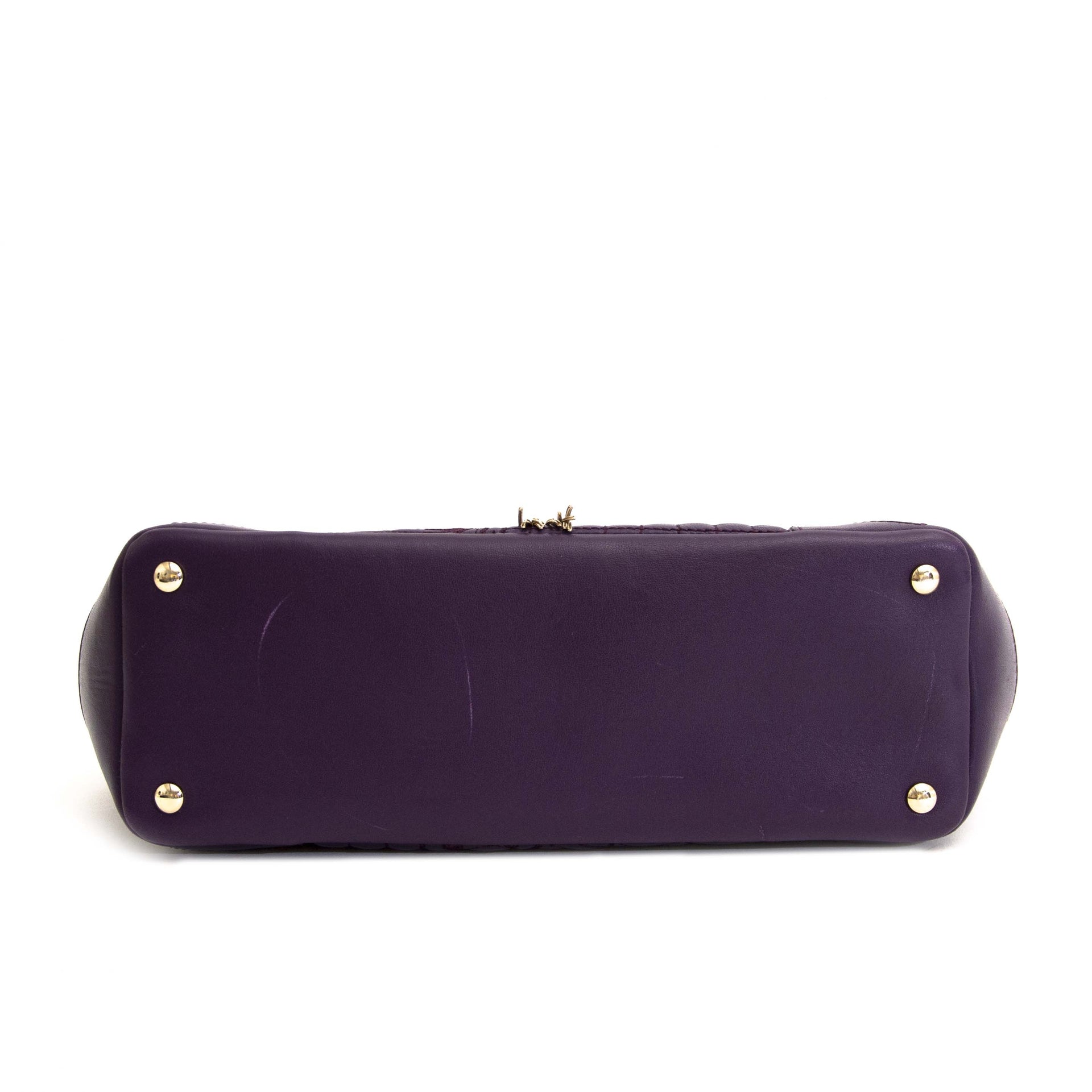 Versace Purple Embroidered Leather Flap Bag