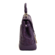 Versace Purple Embroidered Leather Flap Bag