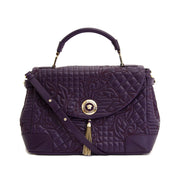 Versace Purple Embroidered Leather Flap Bag