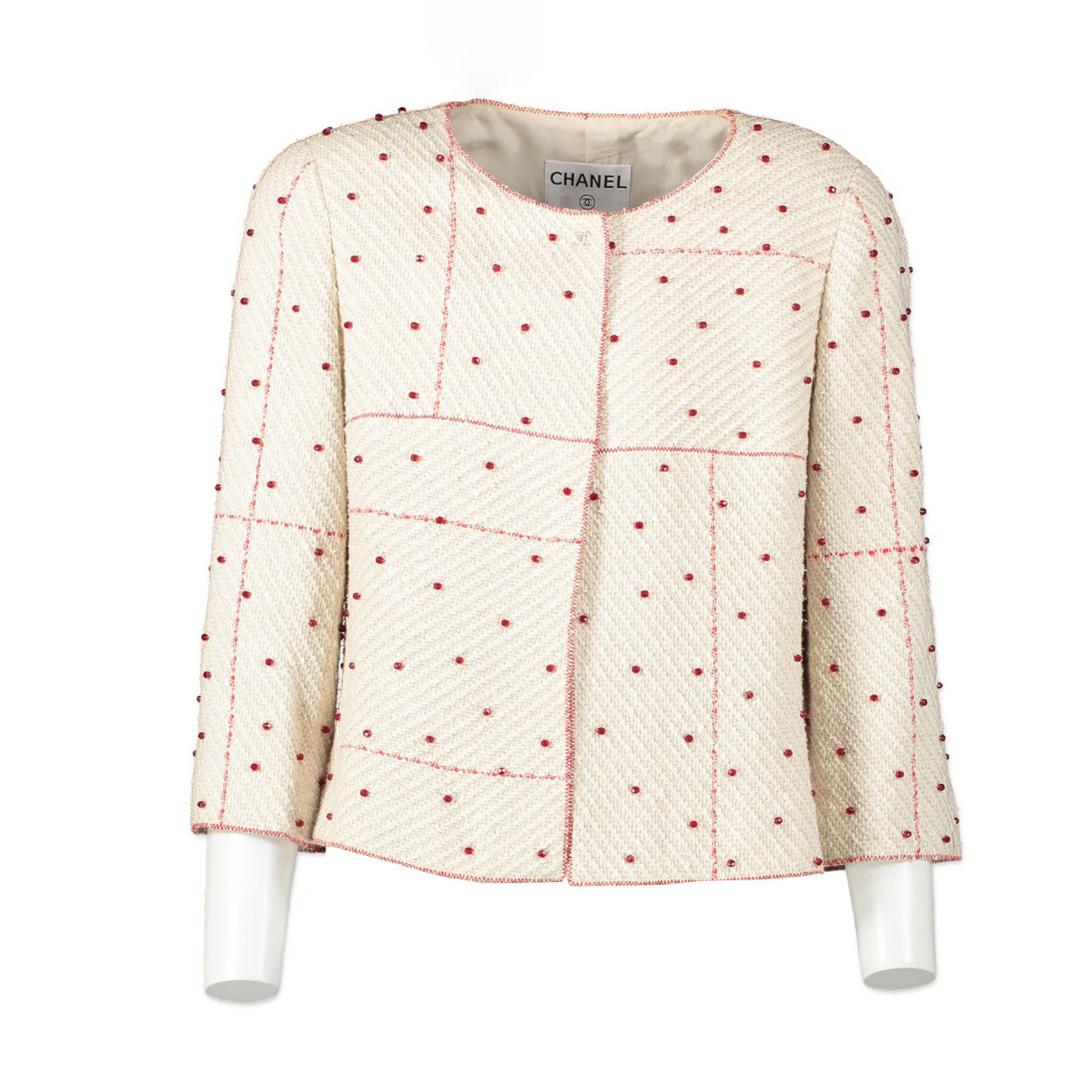 Chanel Tweed- en edelsteenjasje - maat FR40