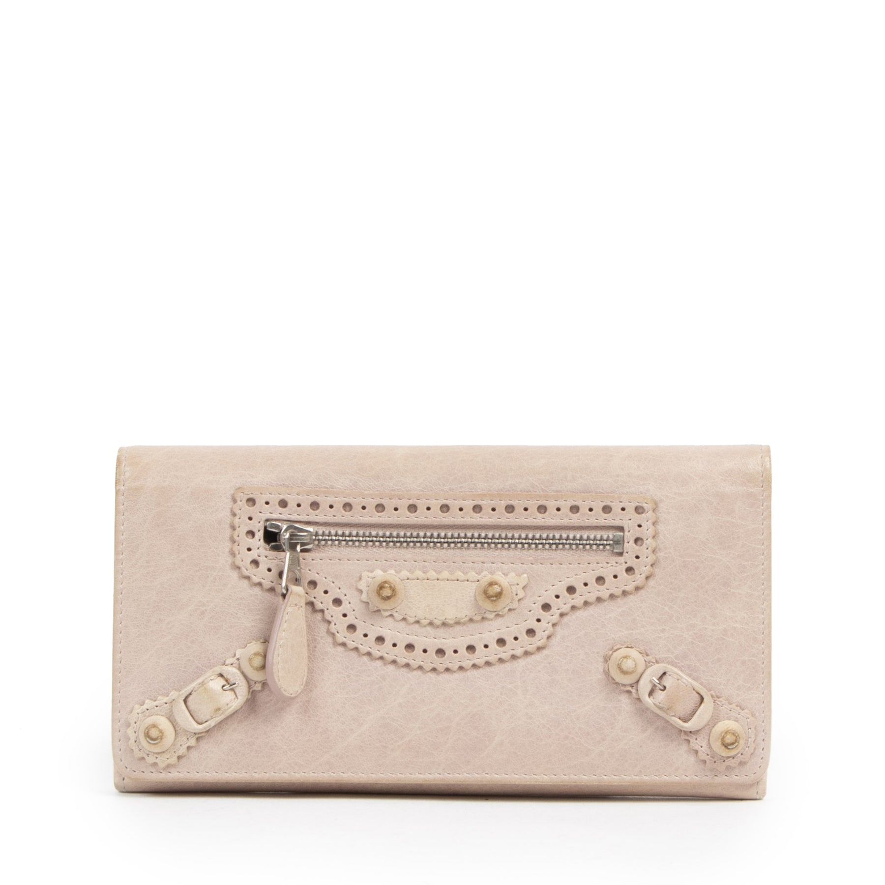 Authentic second-hand vintage Balenciaga Pink Leather Continental Zip Around Wallet buy online webshop LabelLOV