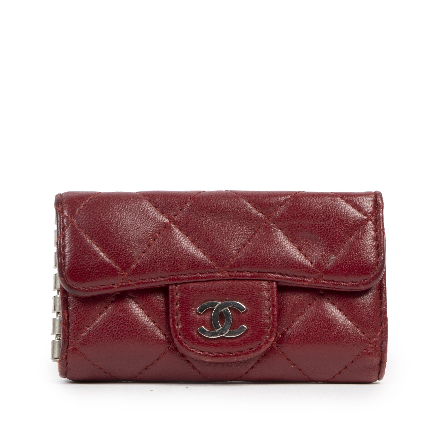 Authentic second-hand vintage Chanel Red Caviar Key Hold er buy online webshop LabelLOV
