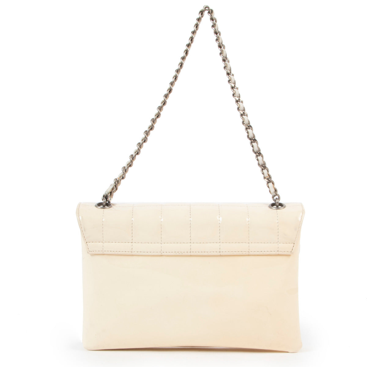 Sac Chanel Flap en Cuir Verni Crème avec Clavier