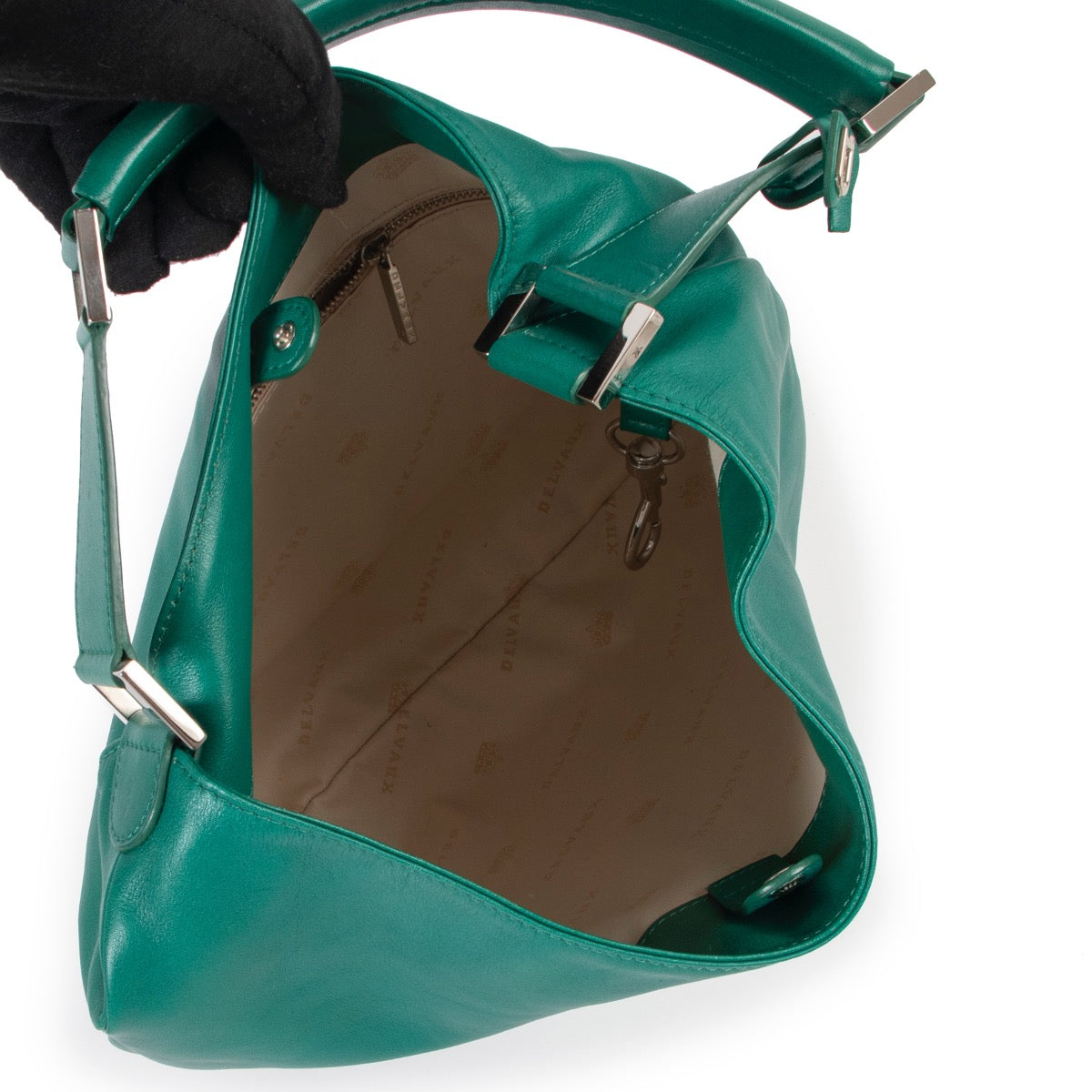 Shop safe online at Labellov in Antwerp this 100% authentic second hand Delvaux Emerald Green Louise PM Shoulder Bag
