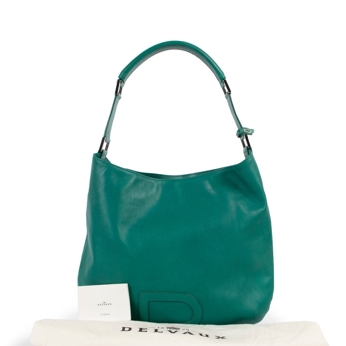 Shop safe online at Labellov in Antwerp this 100% authentic second hand Delvaux Emerald Green Louise PM Shoulder Bag