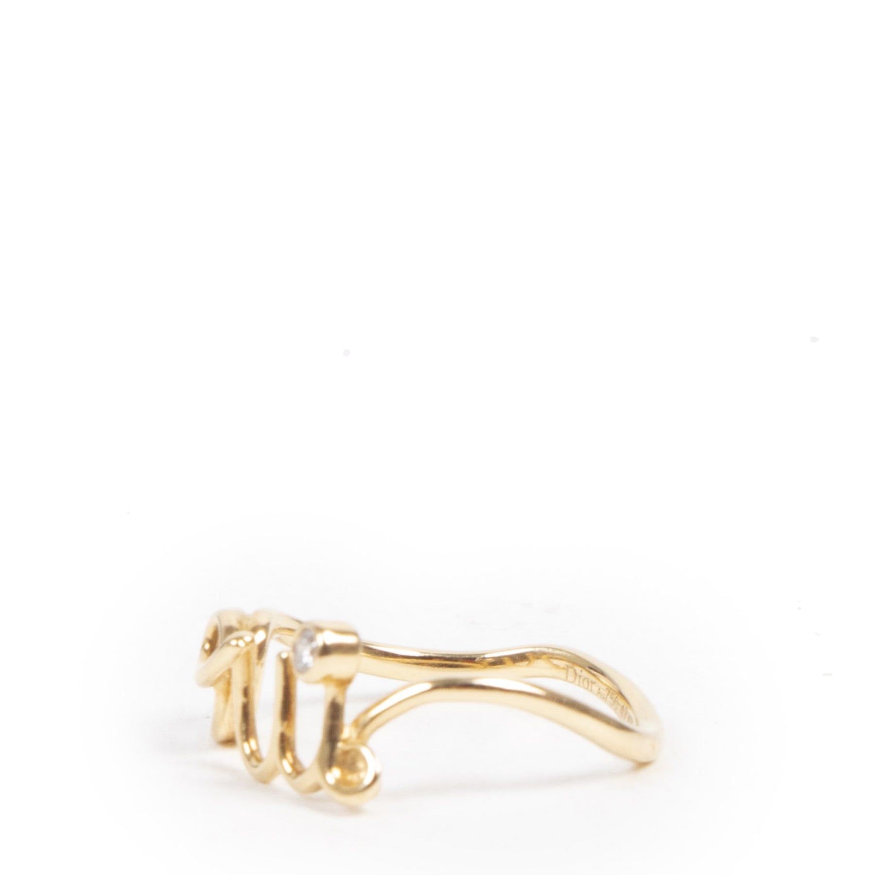 Authentic second-hand vintage Dior Golden Diamond Ring - Size 47 buy online webshop LabelLOV