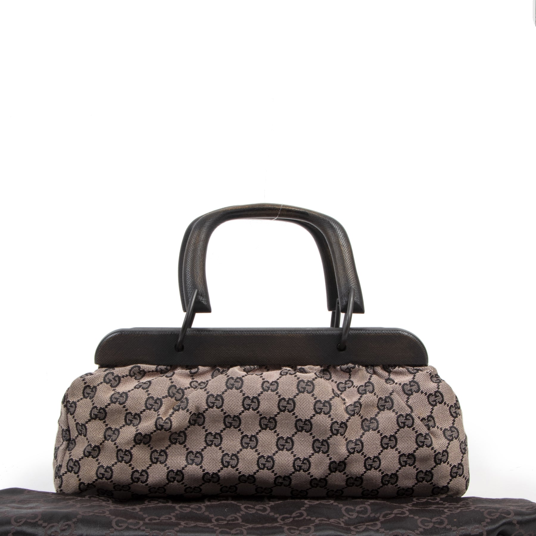 Authentieke tweedehands vintage Gucci Gg Monogram Canvas Top Handle Bag koop online webshop LabelLOV
