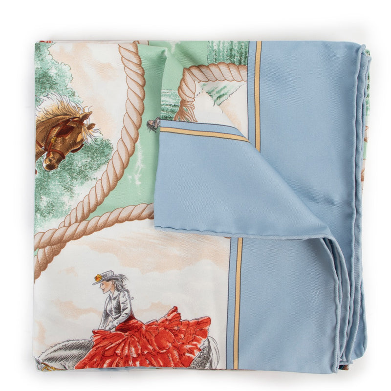 Shop safe online at Labellov in Antwerp this 100% authentic second hand Hermès Multicolor Silk Auteuil En Mai Scarf