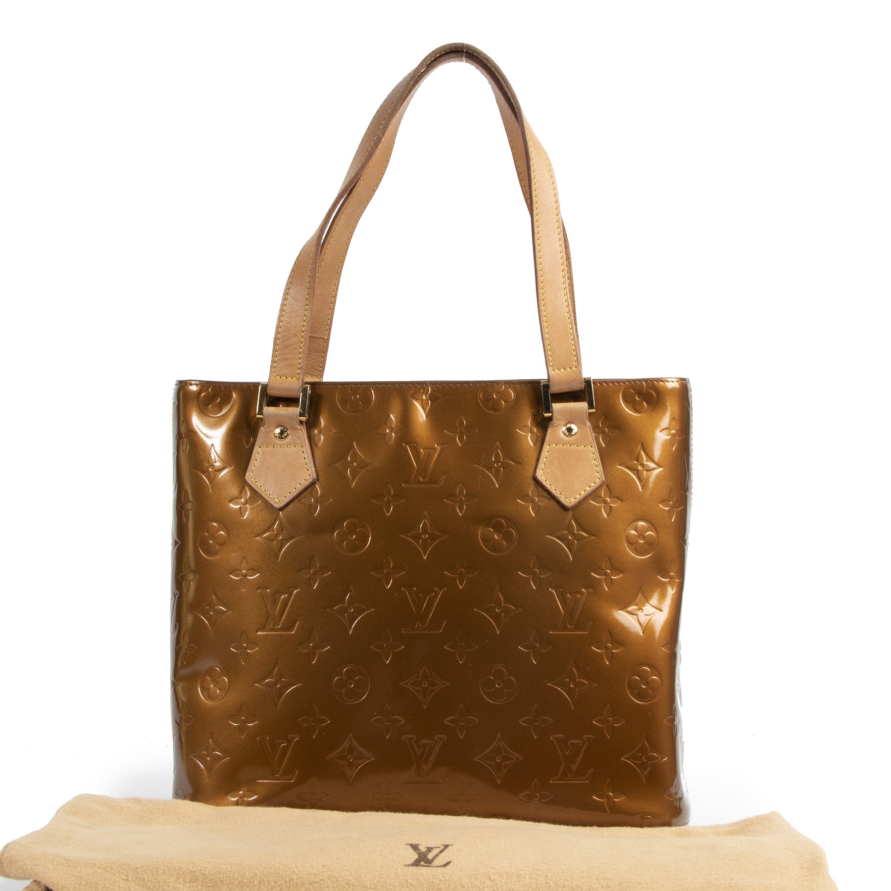 Authentieke Tweedehands Louis Vuitton Brown Vernis Houston Bag juiste prijs veilig online shoppen luxe merken webshop winkelen Antwerpen België mode fashion