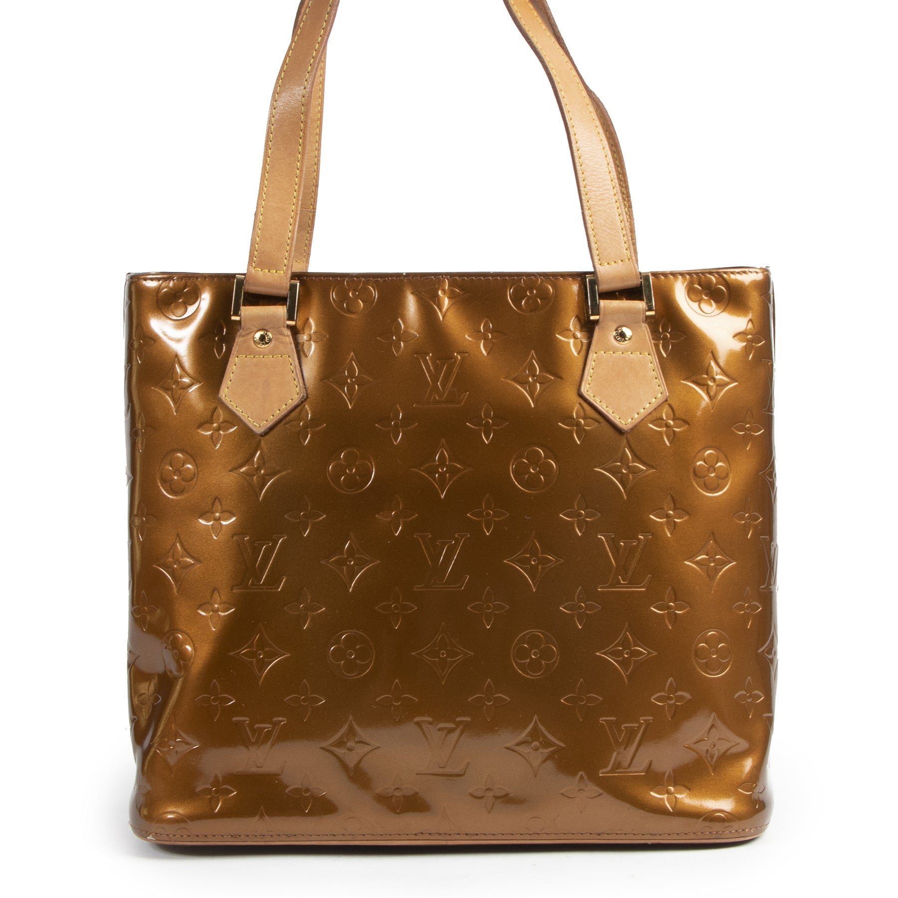 Authentieke Tweedehands Louis Vuitton Brown Vernis Houston Bag juiste prijs veilig online shoppen luxe merken webshop winkelen Antwerpen België mode fashion