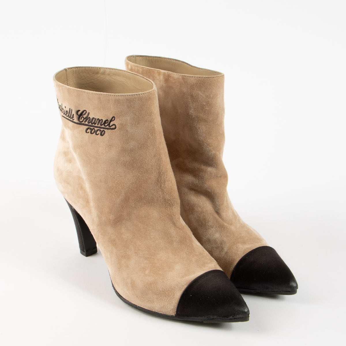 Chanel Taupe Suede Ankle Boots - size 38