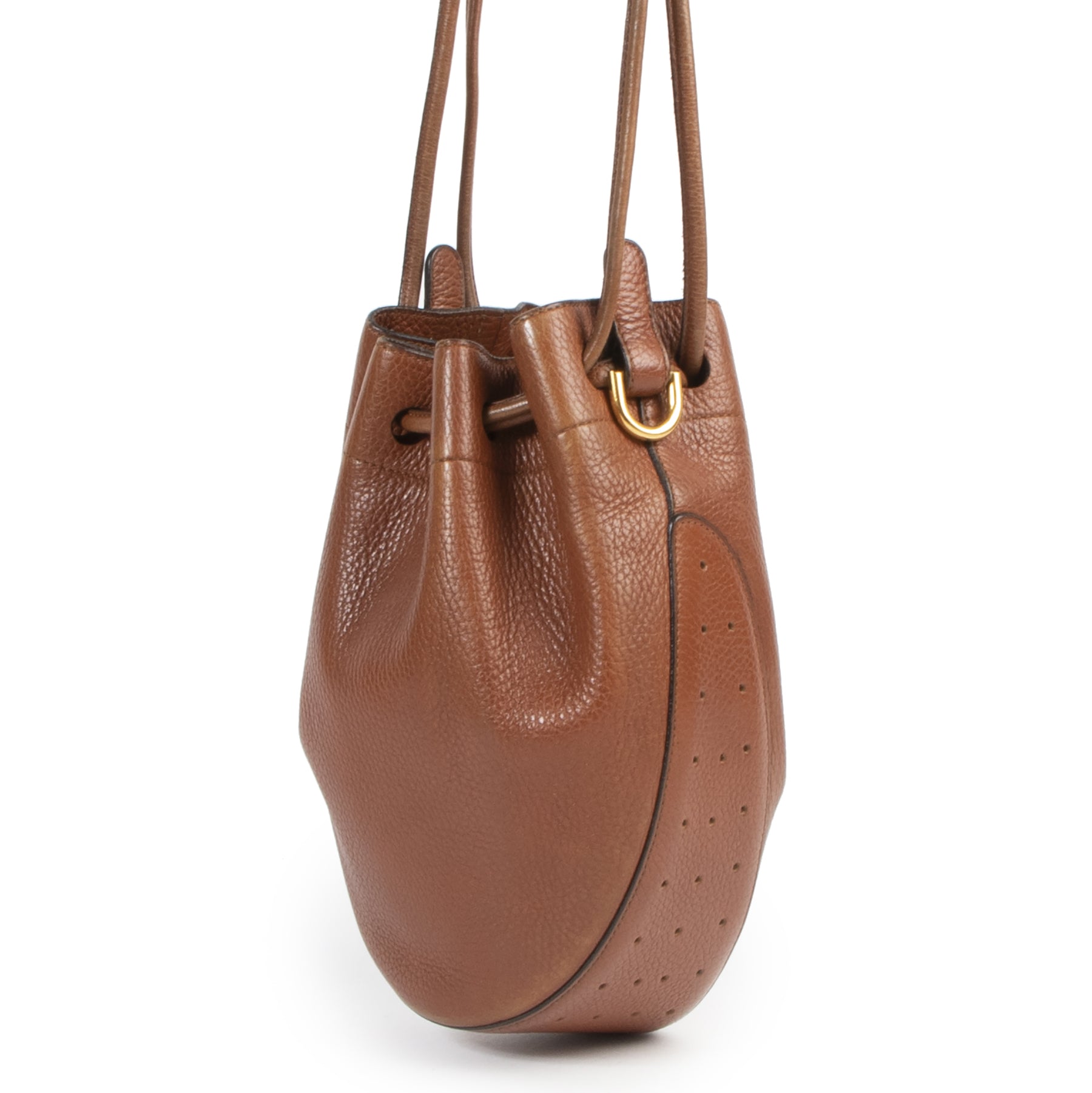 Authentic secondhand Delvaux Cognac Leather Bucket Bag designer bags fashion luxury vintage webshop safe secure online shopping
