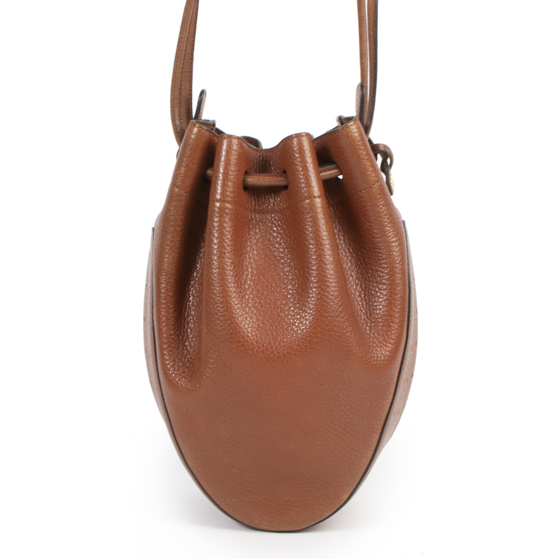 Authentieke Tweedehands Delvaux Cognac Leather Bucket Bag juiste prijs veilig online shoppen luxe merken webshop winkelen Antwerpen België mode fashion