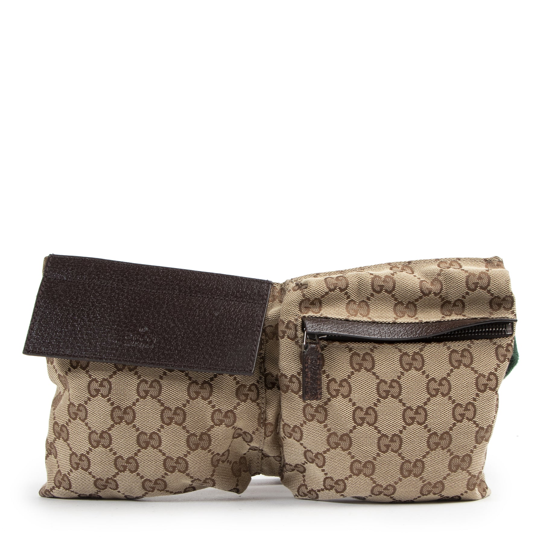 Authentic secondhand Gucci Beige Monogram GG Web Belt Bag designer bags fashion luxury vintage webshop safe secure online shopping