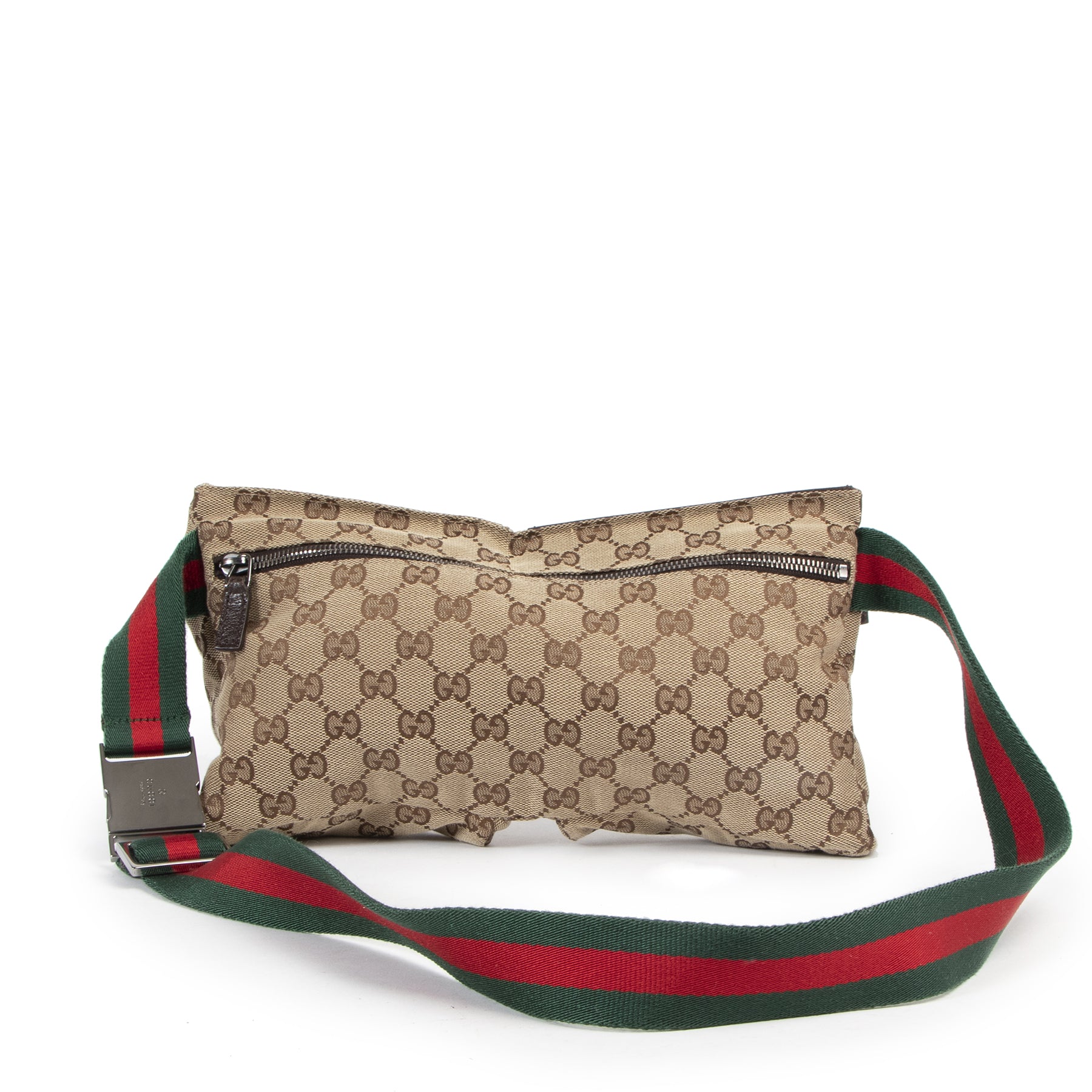 Authentic secondhand Gucci Beige Monogram GG Web Belt Bag designer bags fashion luxury vintage webshop safe secure online shopping