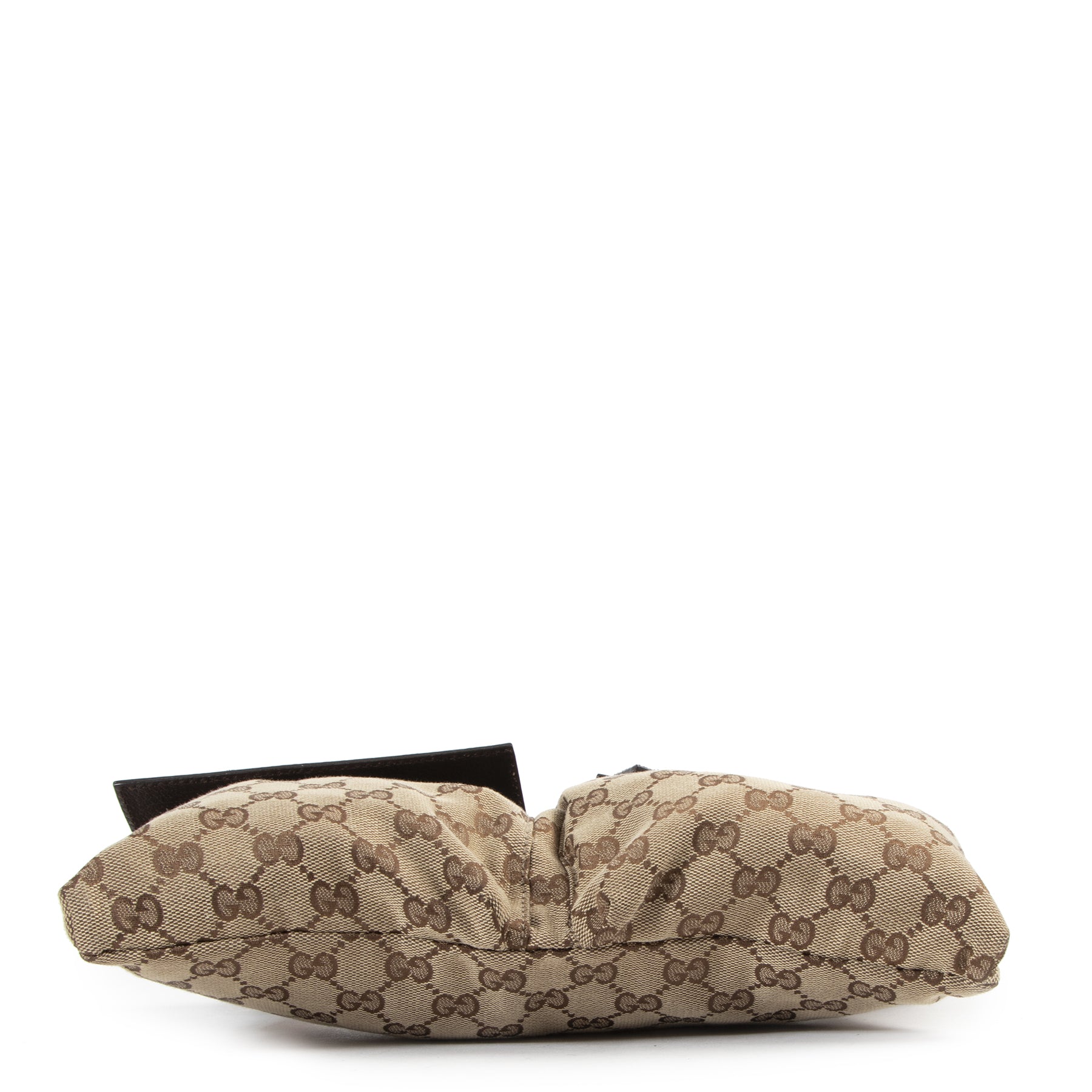 Authentieke Tweedehands Gucci Beige Monogram GG Web Belt Bag juiste prijs veilig online shoppen luxe merken webshop winkelen Antwerpen België mode fashion