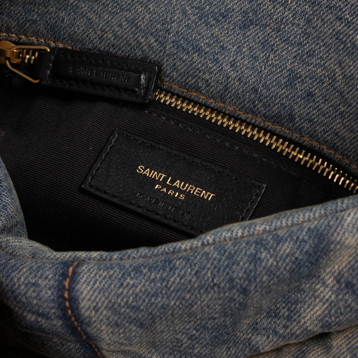 Shop the authentic Saint Laurent Quilted Denim Medium Puffer Bag on Labellov.com