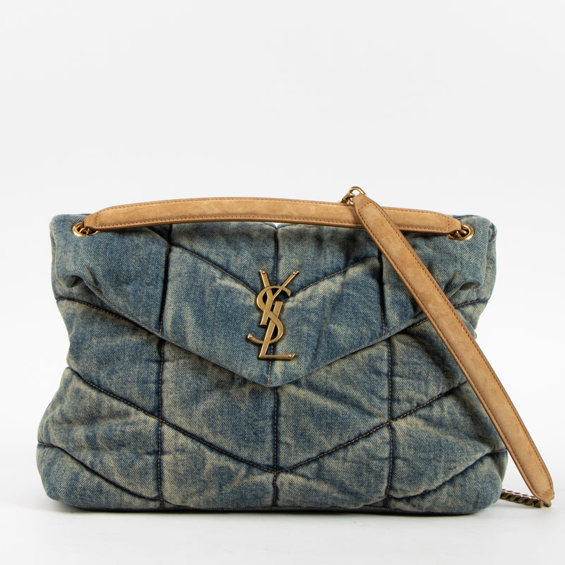 Shop the authentic Saint Laurent Quilted Denim Medium Puffer Bag on Labellov.com