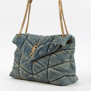 Shop the authentic Saint Laurent Quilted Denim Medium Puffer Bag on Labellov.com