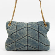 Shop the authentic Saint Laurent Quilted Denim Medium Puffer Bag on Labellov.com