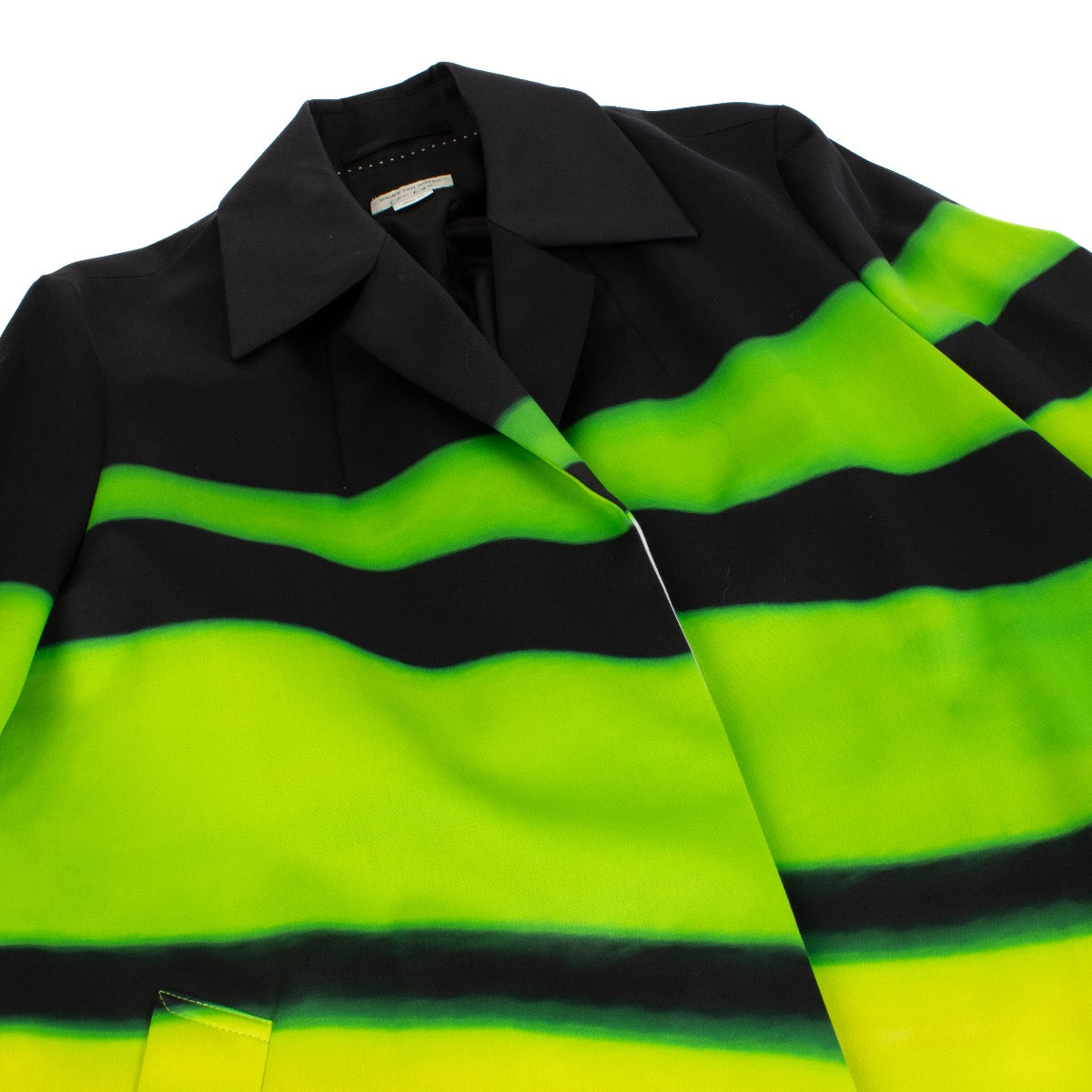 Dries Van Noten Groene Len Lye Editie Gestreepte Jas - Maat FR42