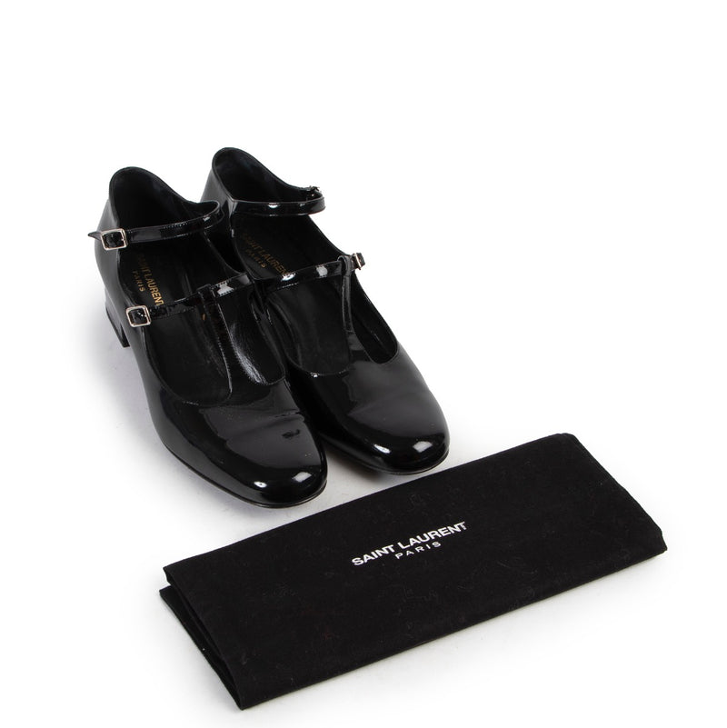 Shops safe online at Labellov in Antwerp this 100% authentic second hand Saint Laurent Black Patent Leather Heels - Size 41