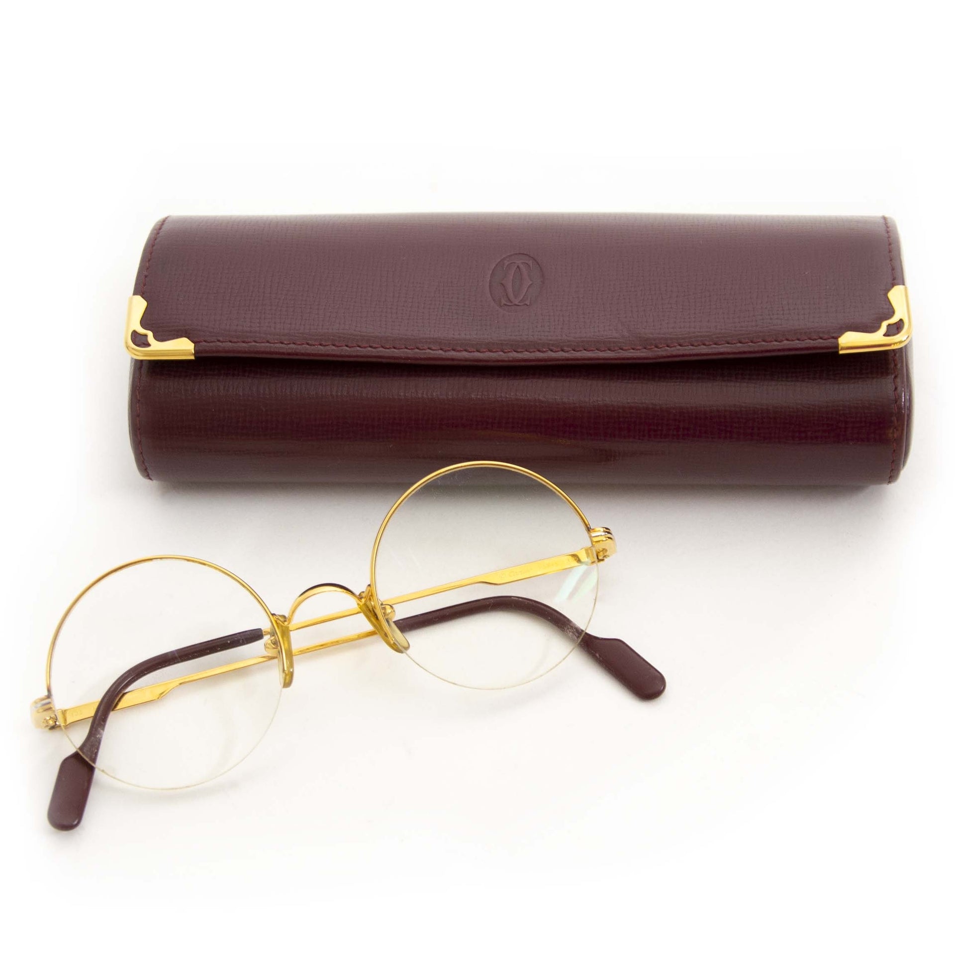 Authentieke tweedehands vintage Cartier Mayfair Round Glasses Gold Frame koop online webshop LabelLOV