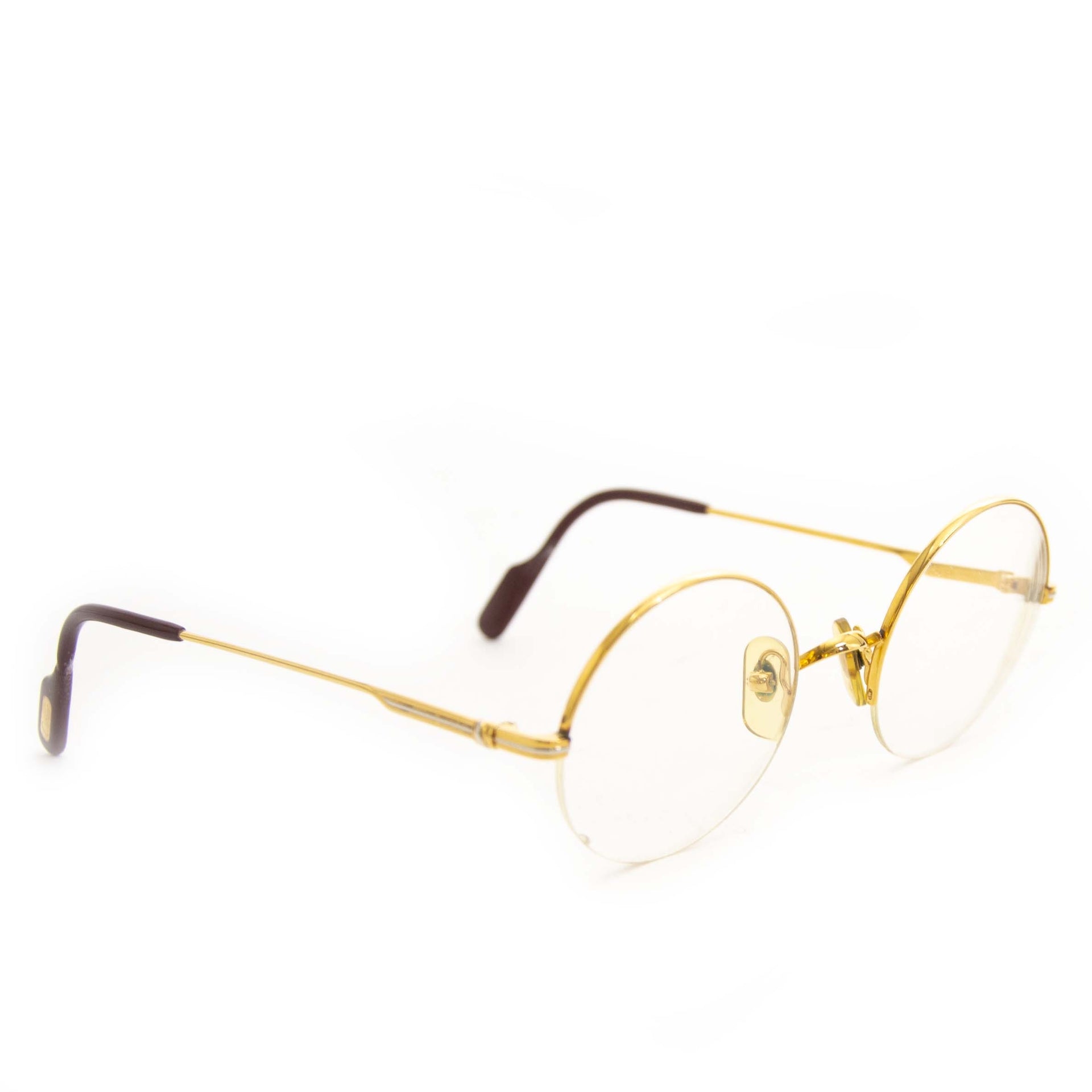 Authentic second hand vintage Cartier Mayfair Round Glasses Gold Frame buy online webshop LabelLOV