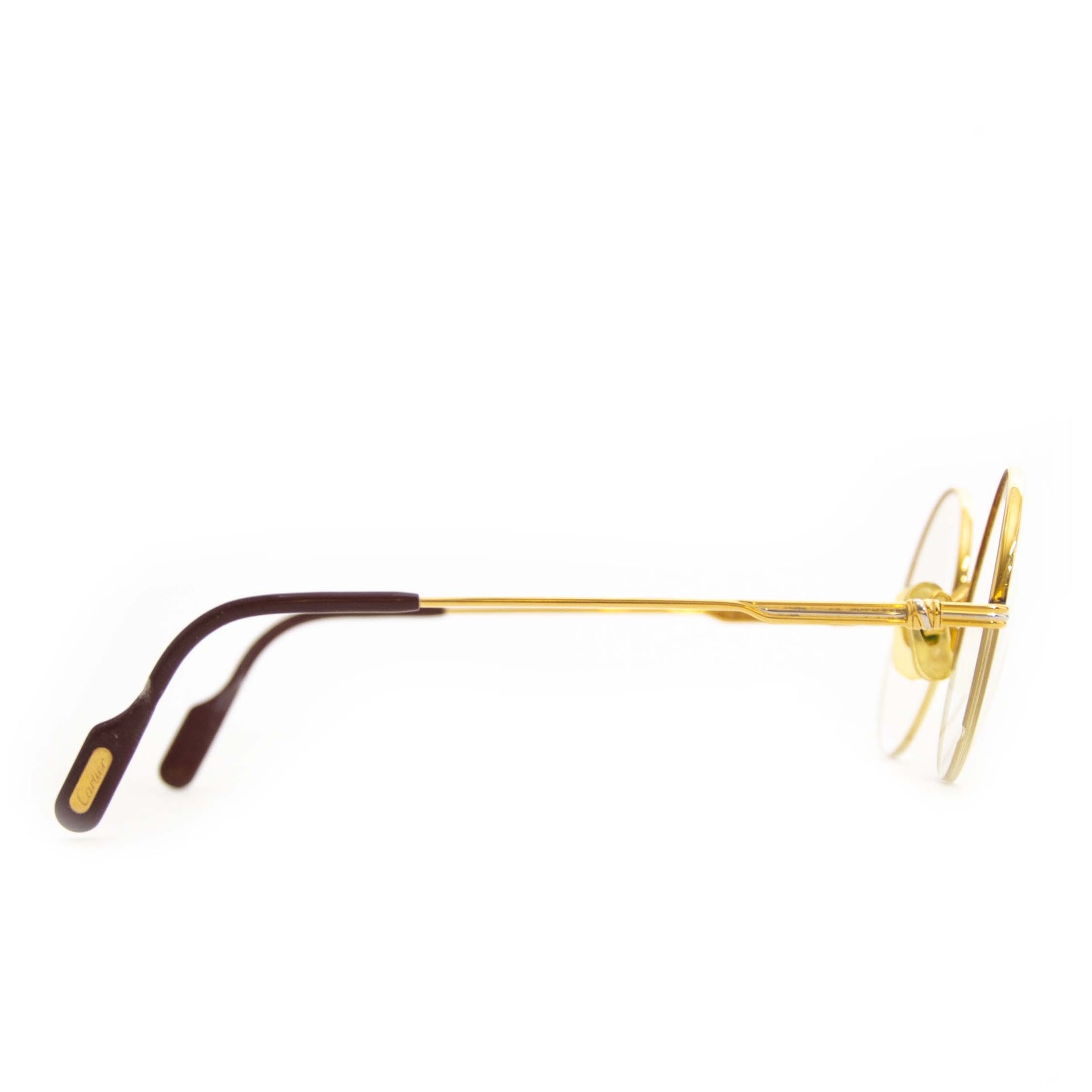Authentic second hand vintage Cartier Mayfair Round Glasses Gold Frame buy online webshop LabelLOV