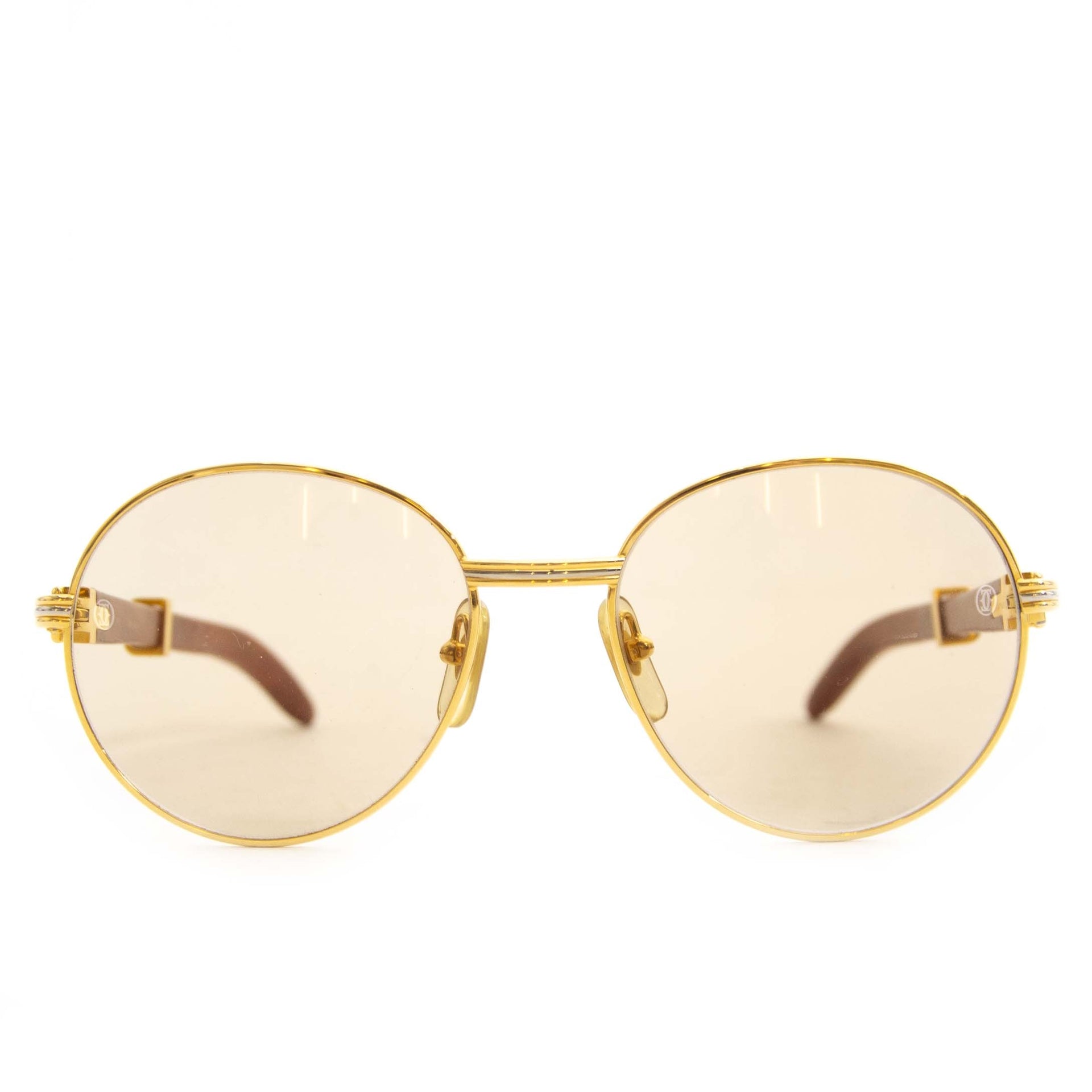 Rare Cartier Giverny Palisander Rosewood Gold Sunglasses for the best price at Labellov secondhand luxury