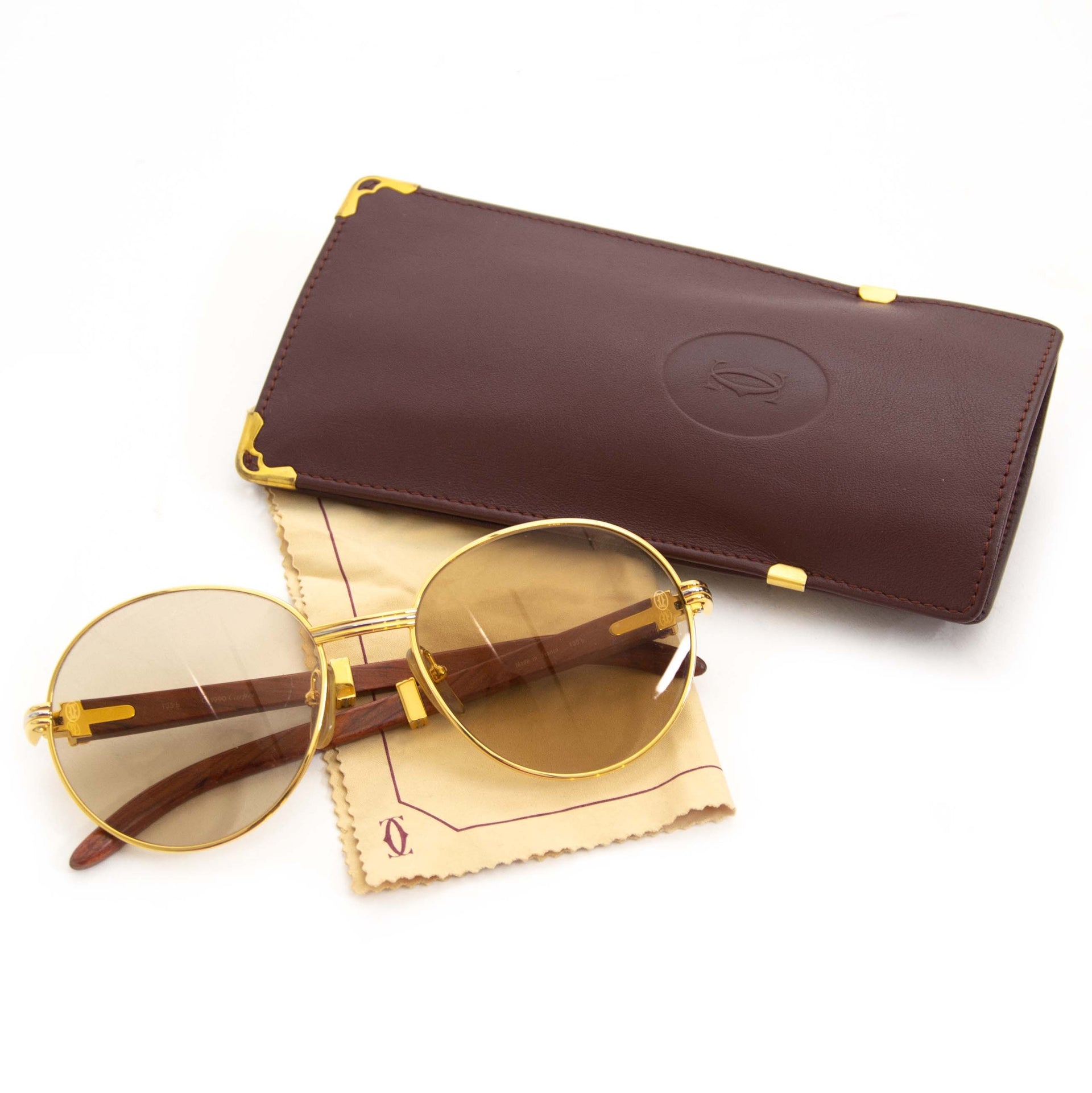 Rare Cartier Giverny Palisander Rosewood Gold Sunglasses for sale online