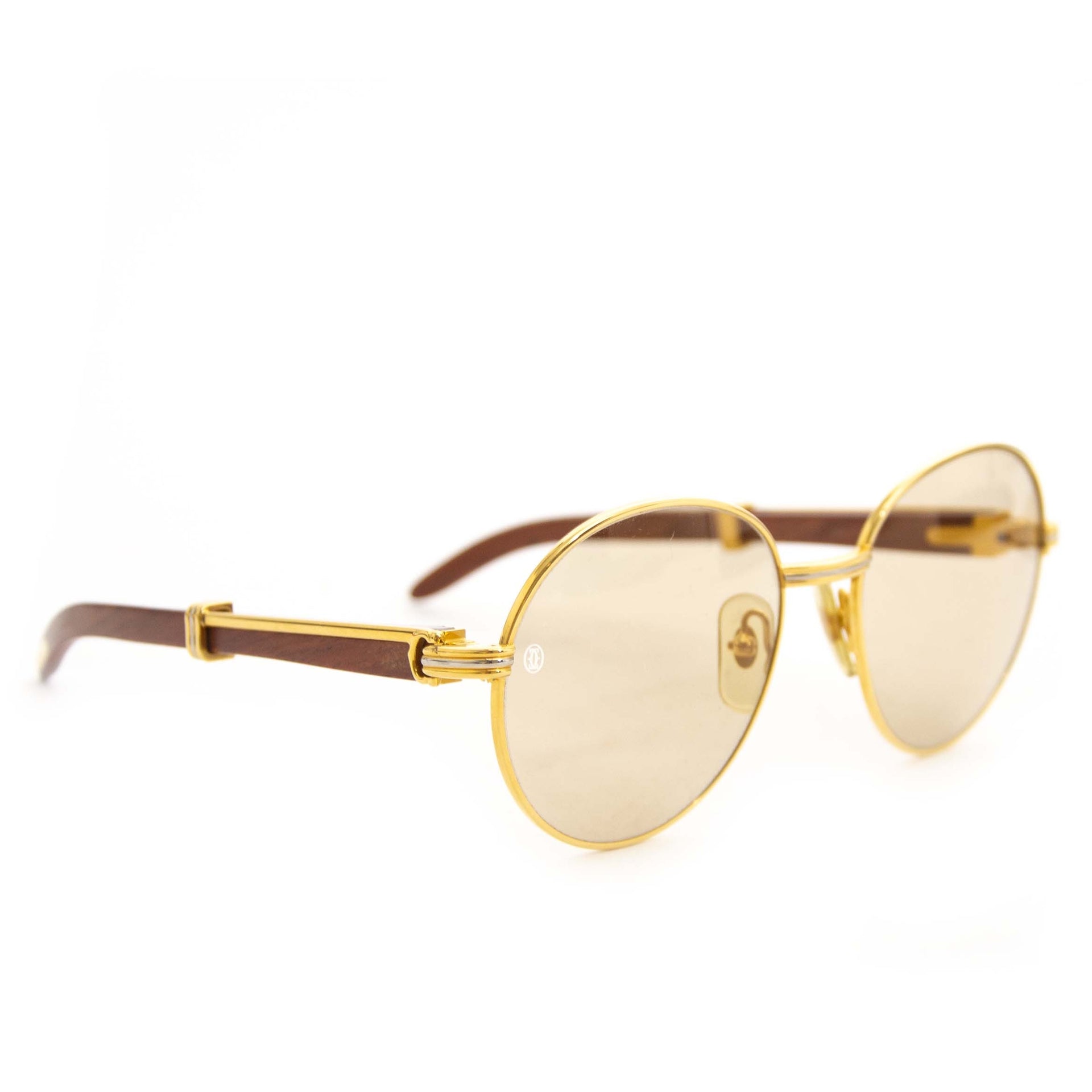 Rare Cartier Giverny Palisander Rosewood Gold Sunglasses