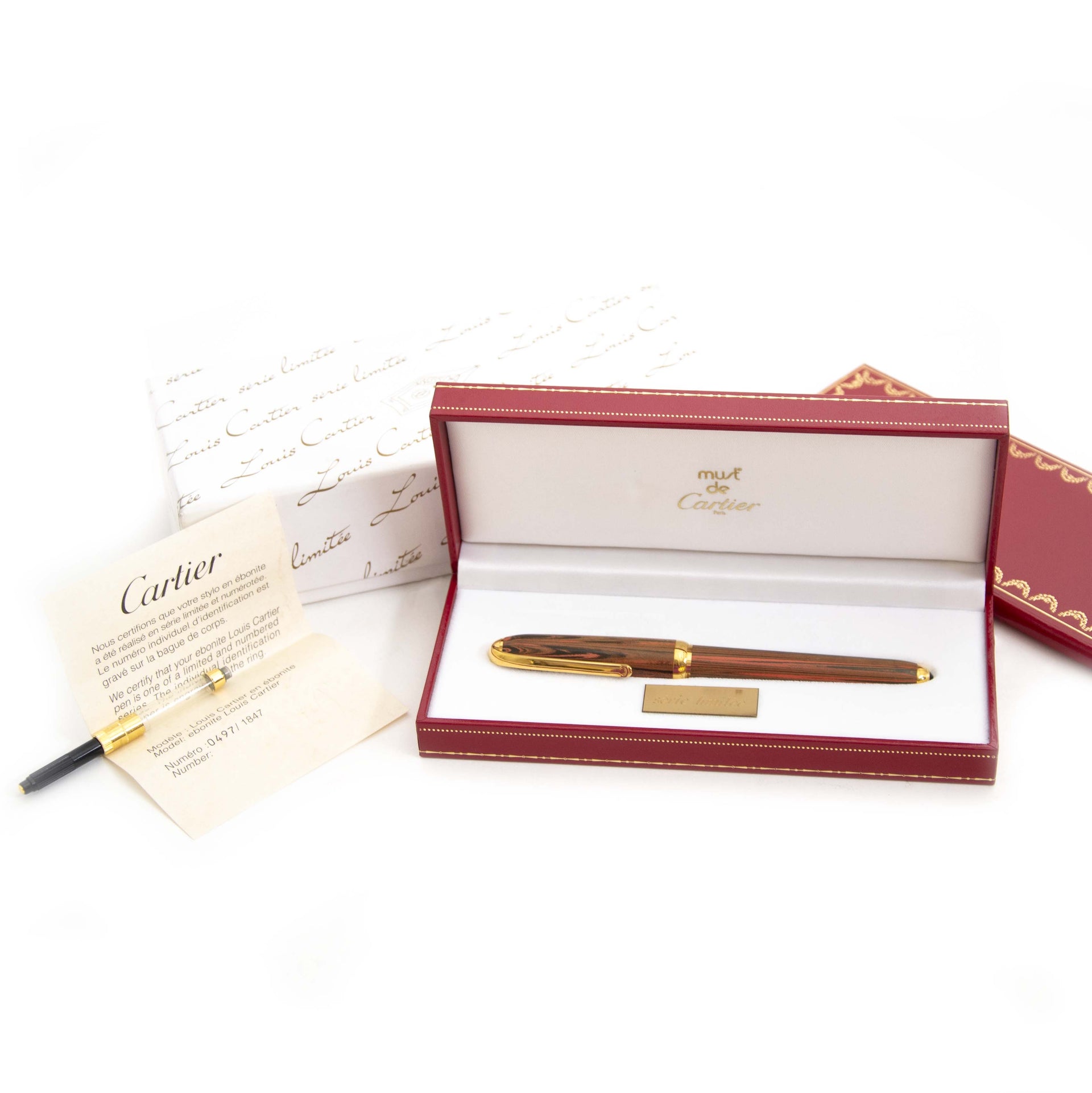 Authentieke tweedehands vintage The Louis Cartier Ebonité Pen Limited Edition koop online bij webshop LabelLOV