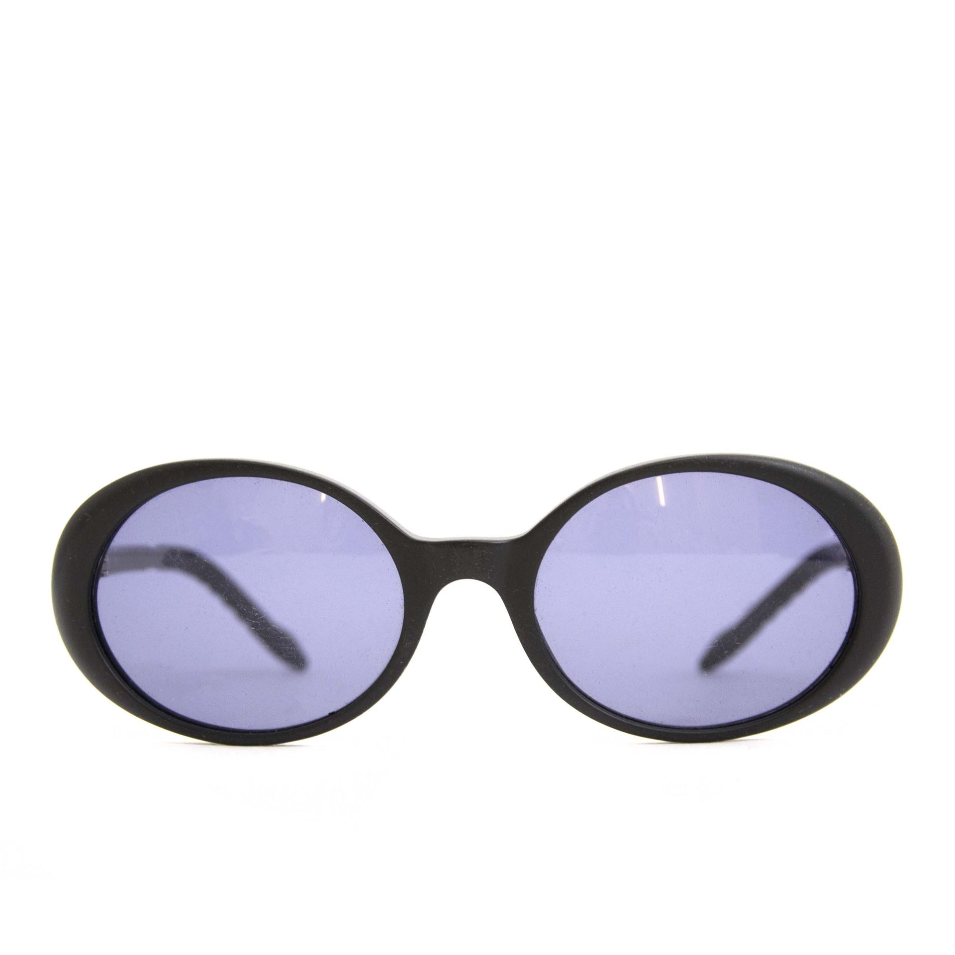 Authentieke tweedehands vintage Chanel Oval Sunglasses Black koop online webshop LabelLOV