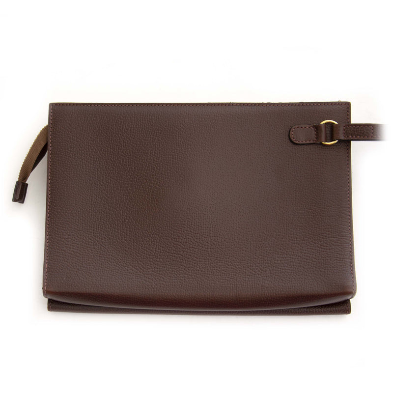 Delvaux Dark Brown Leather Pochette