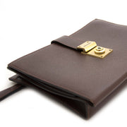 Koop authentieke tweedehands vintage Delvaux Dark Brown Pochette bij online webshop LabelLOV.