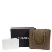 Authentieke Tweedehands Chanel Taupe Quilted Leather Grand Shopper Tote juiste prijs veilig online shoppen luxe merken webshop winkelen Antwerpen België mode fashion