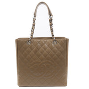 Authentieke Tweedehands Chanel Taupe Quilted Leather Grand Shopper Tote juiste prijs veilig online shoppen luxe merken webshop winkelen Antwerpen België mode fashion