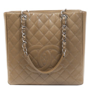Authentieke Tweedehands Chanel Taupe Quilted Leather Grand Shopper Tote juiste prijs veilig online shoppen luxe merken webshop winkelen Antwerpen België mode fashion