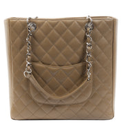 Authentieke Tweedehands Chanel Taupe Quilted Leather Grand Shopper Tote juiste prijs veilig online shoppen luxe merken webshop winkelen Antwerpen België mode fashion