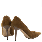 Authentieke Tweedehands Jimmy Choo Brown Suede Agnes Pumps juiste prijs veilig online shoppen luxe merken webshop winkelen Antwerpen België mode fashion