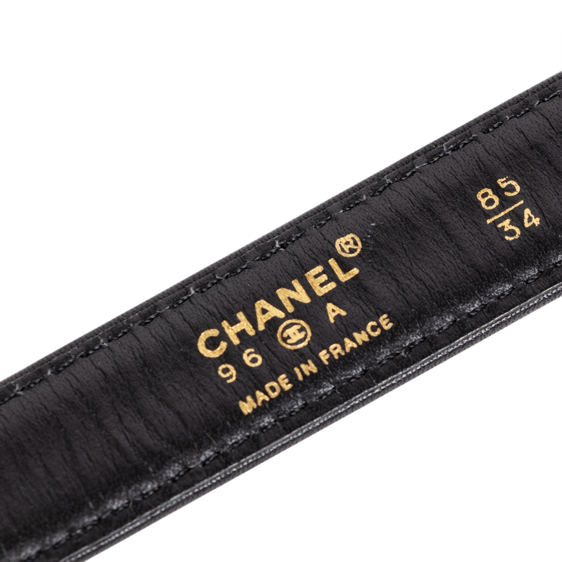 Chanel Black Gold Belt - Size 85 kopen en verkopen aan de beste prijs