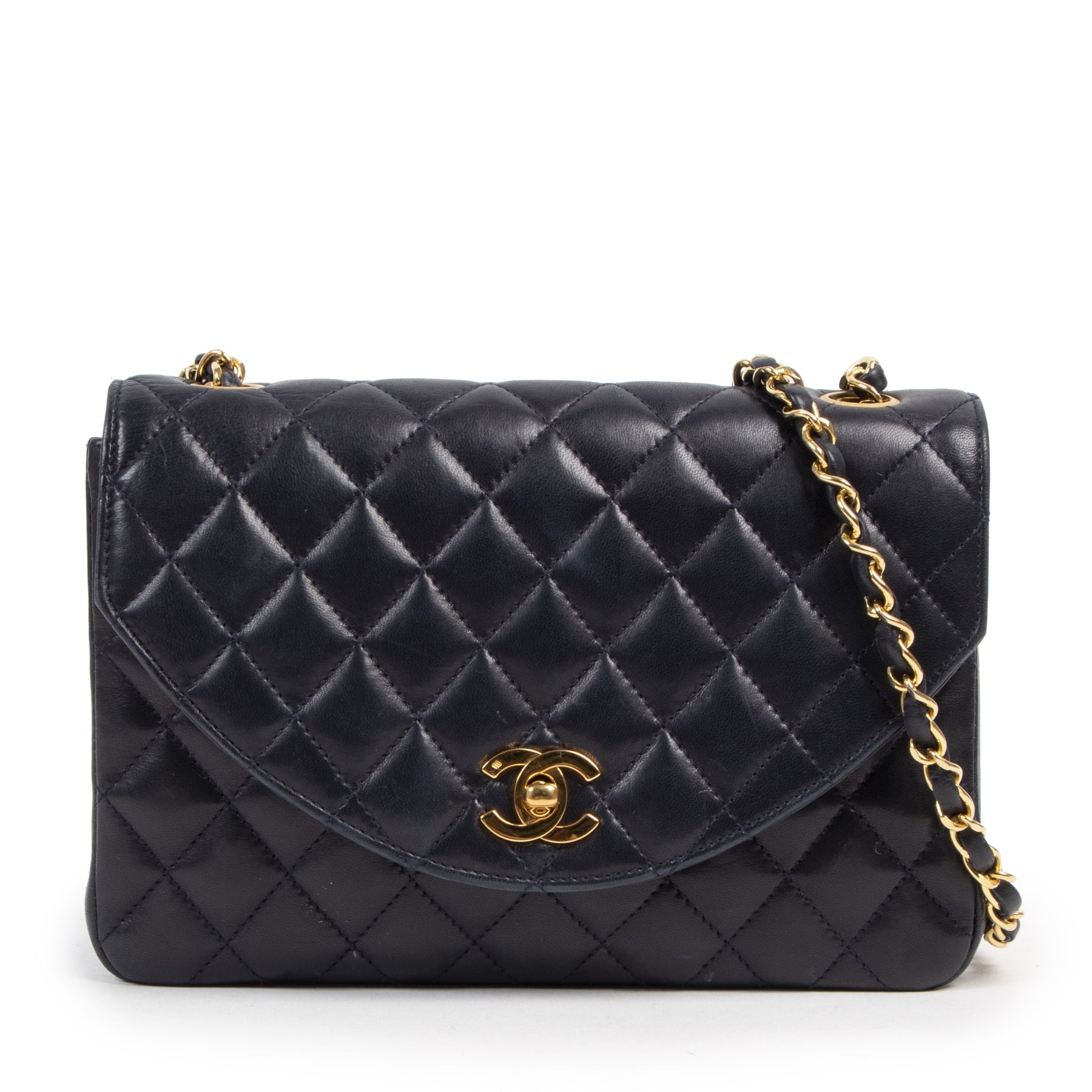Authentic secondhand Chanel Blue Leather Classic Single Flap Bag designer bags fashion luxury vintage webshop safe secure online shopping