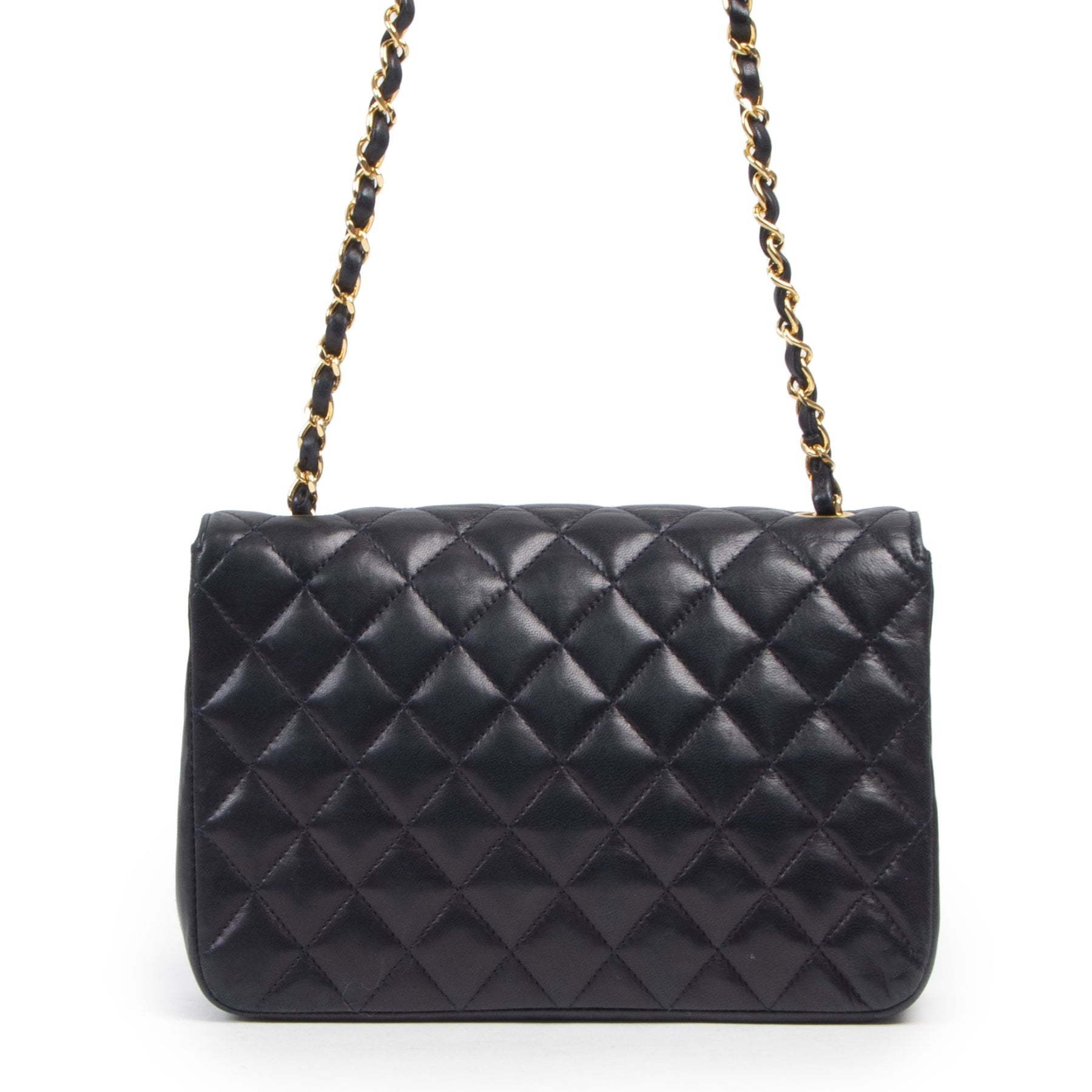 Authentic secondhand Chanel Blue Leather Classic Single Flap Bag designer bags fashion luxury vintage webshop safe secure online shopping