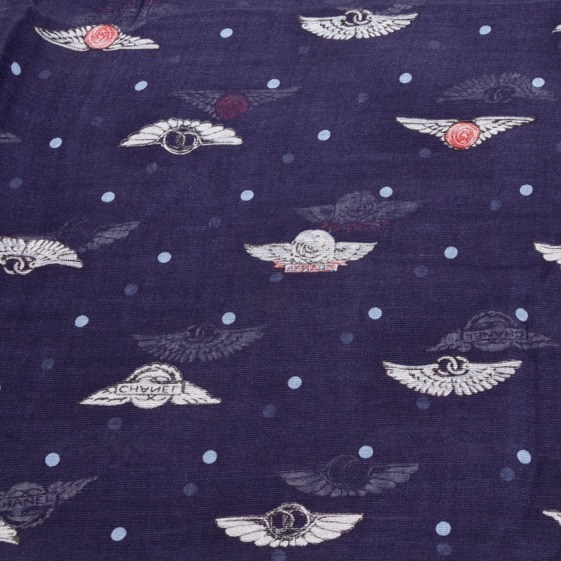 Chanel Blue Polka Dot Airlines Logo Mondal Scarf – Labellov